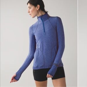 Lululemon 1/2 Zip Pullover Pace Pusher Blue Size 4 Pockets Thumb Holes